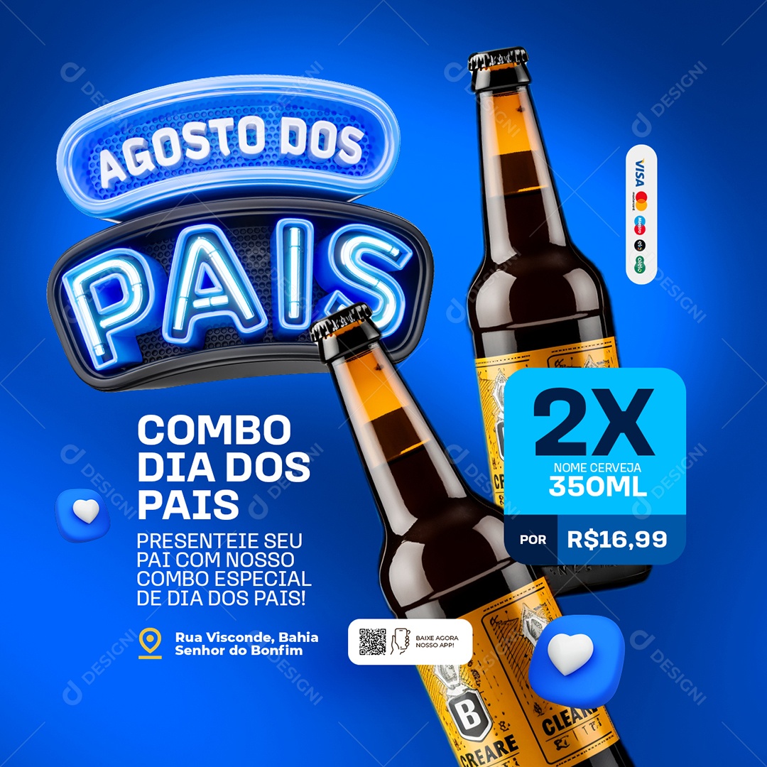 Agosto dos Pais Cervejaria Combo Dia dos Pais Social Media PSD Editável