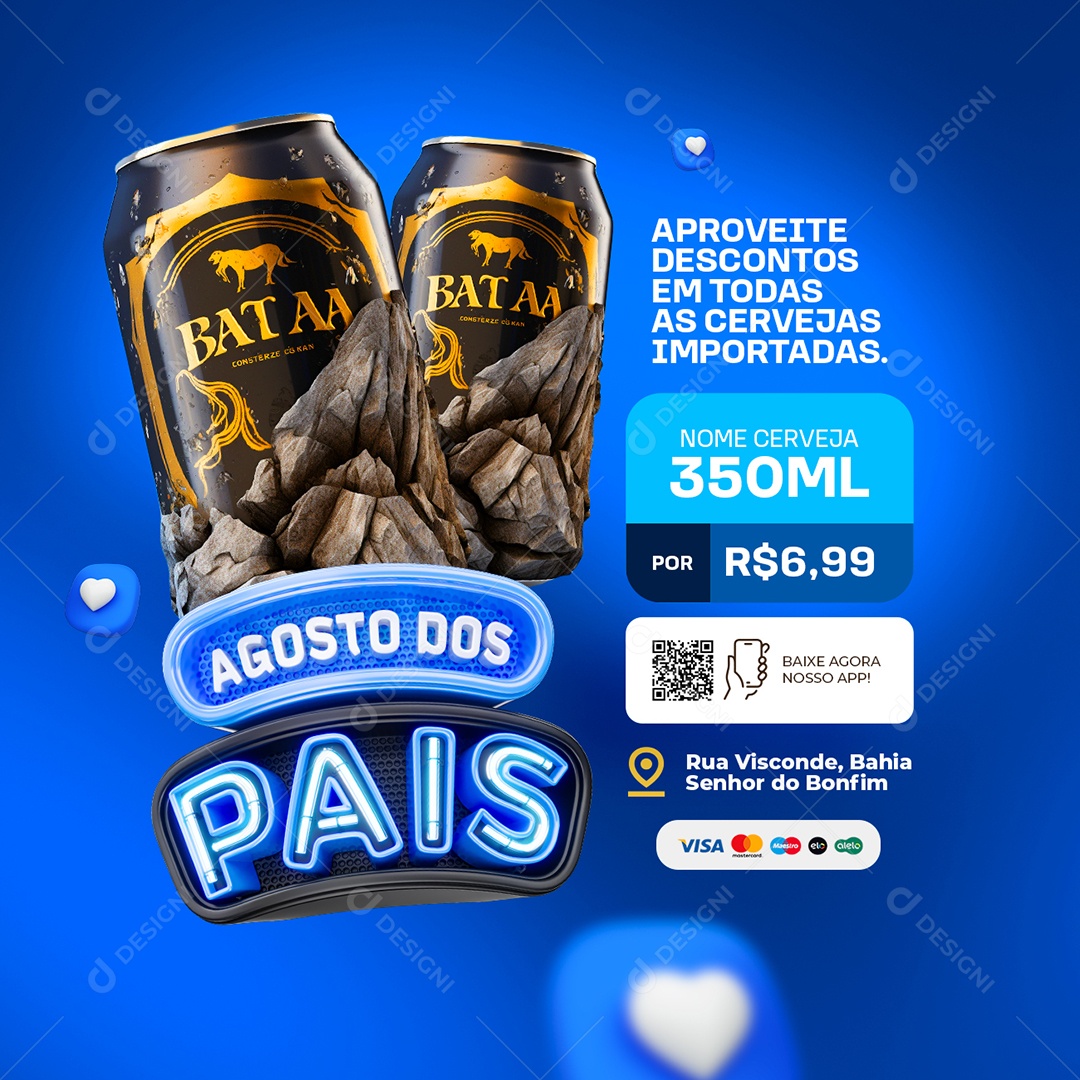 Agosto dos Pais Cervejaria Cerveja Social Media PSD Editável