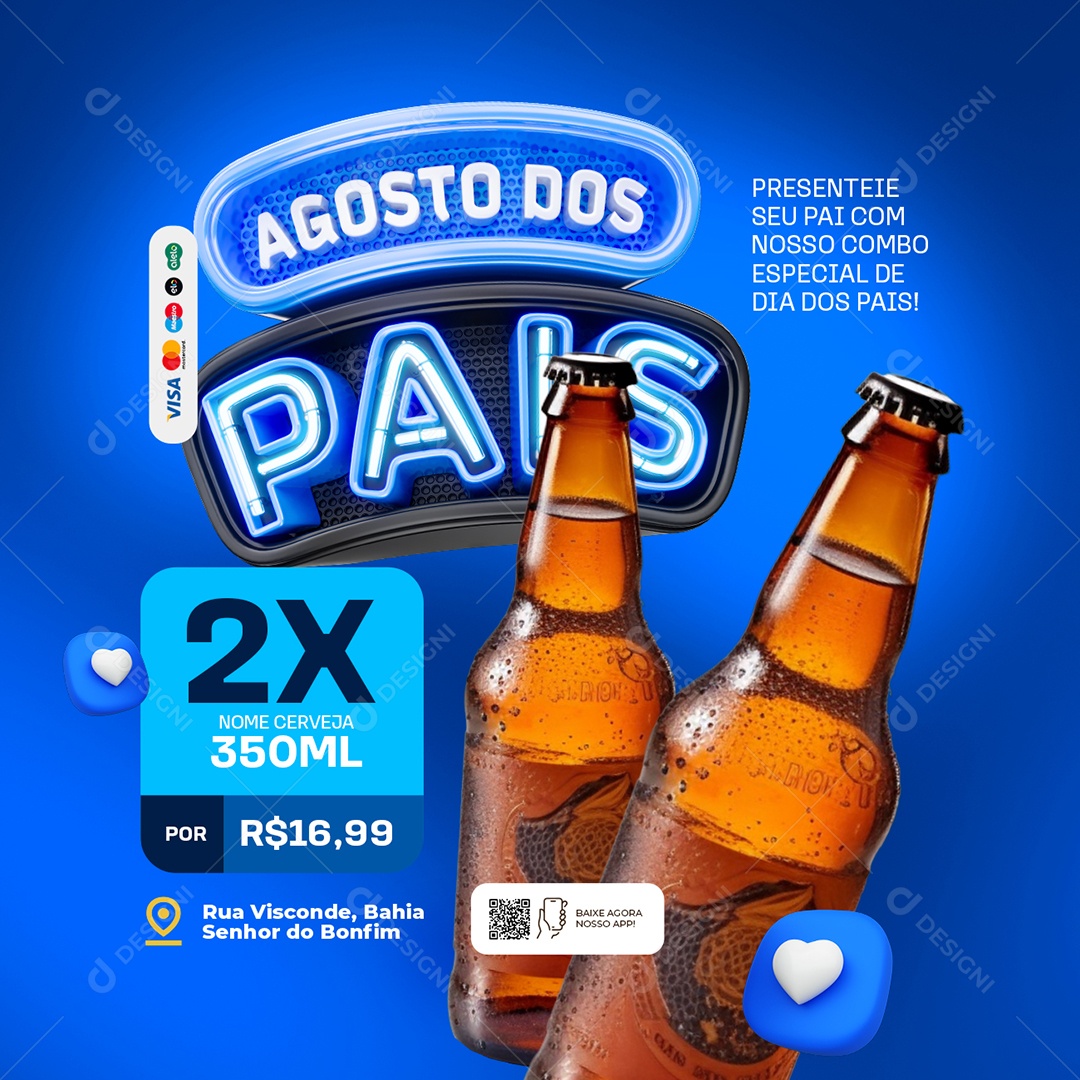 Agosto dos Pais Cervejaria Presenteie seu Pai Social Media PSD Editável