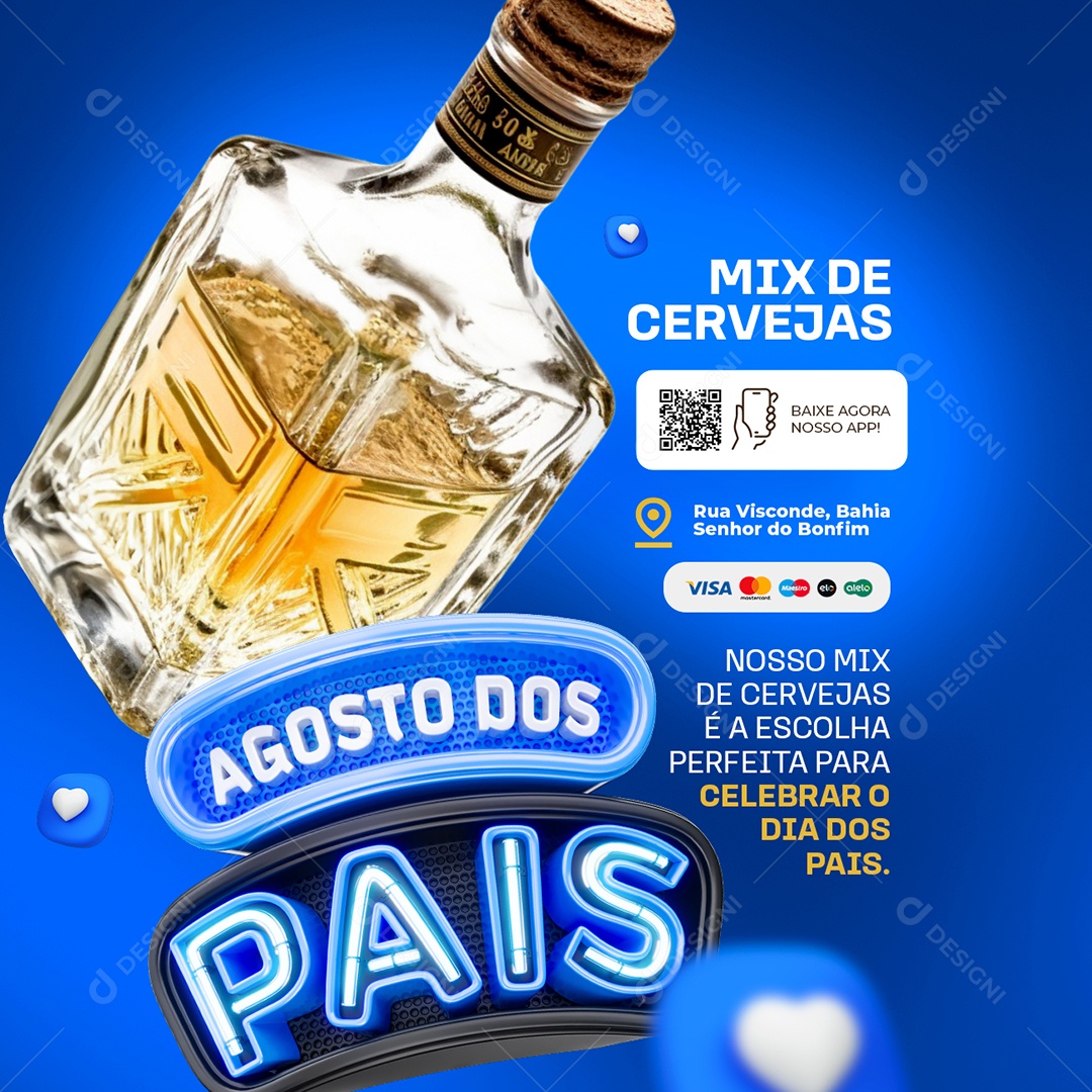 Agosto dos Pais Cervejaria Mix de Cervejas Social Media PSD Editável