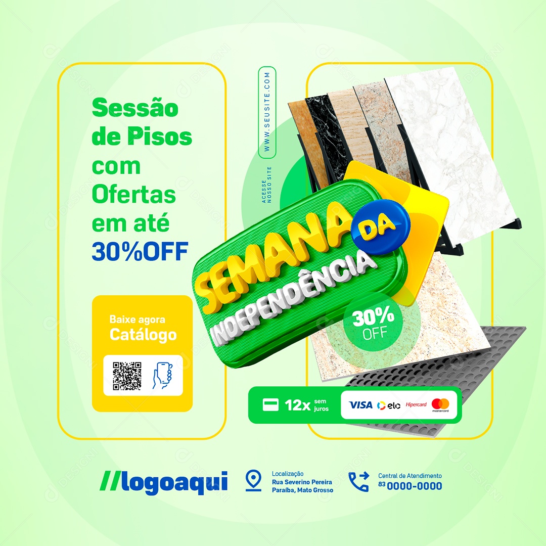 Semana da Independência Materiais de Construção Sessão de Pisos Social Media PSD Editável