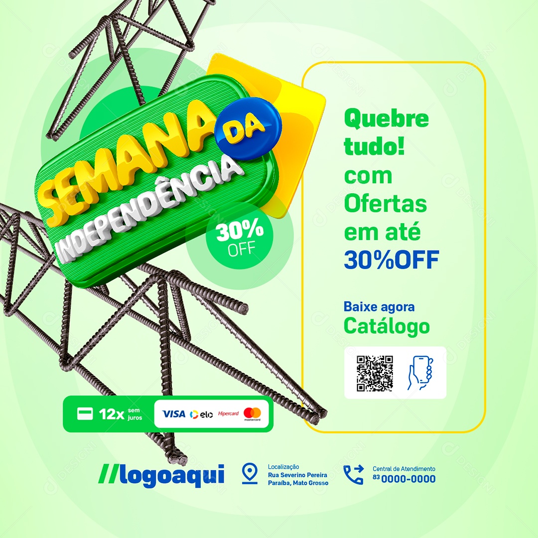 Semana da Independência Materiais de Construção Ofertas Social Media PSD Editável