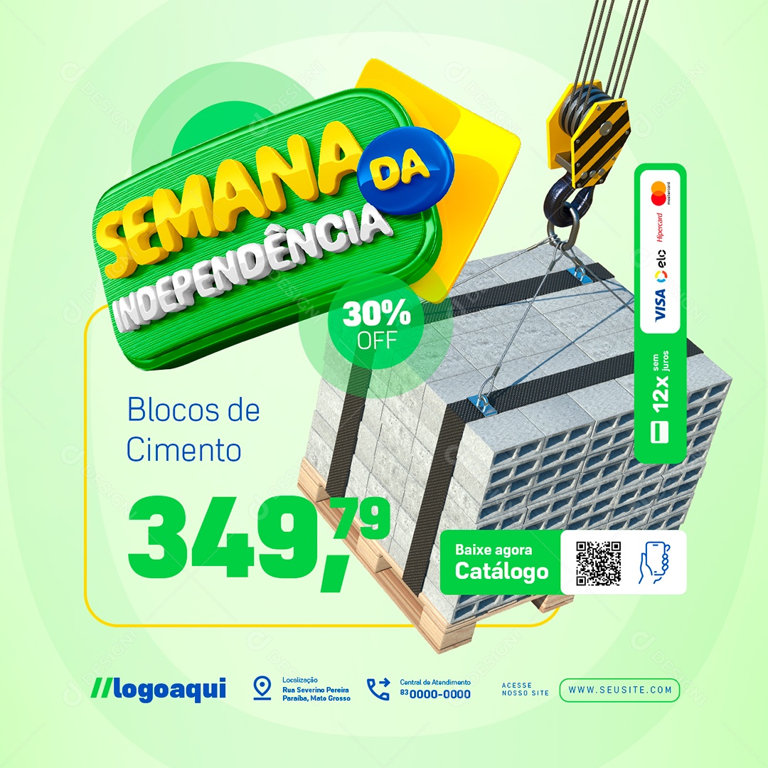 Semana da Independência Materiais de Construção Blocos de Cimento Social Media PSD Editável
