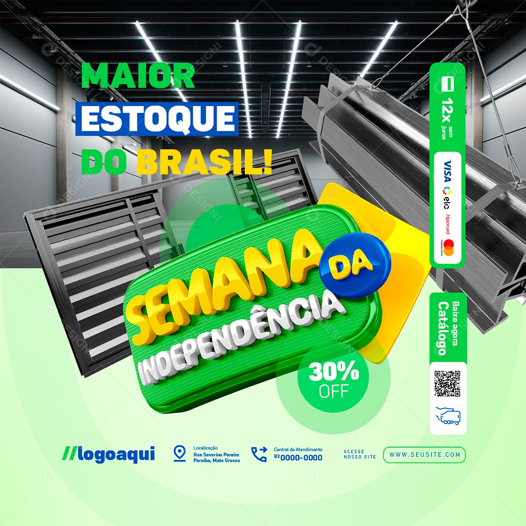 Semana da Independência Materiais de Construção Maior Estoque do Brasil Social Media PSD Editável