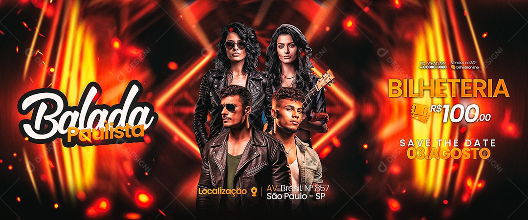 Carrossel Balada Paulista Social Media PSD Editável