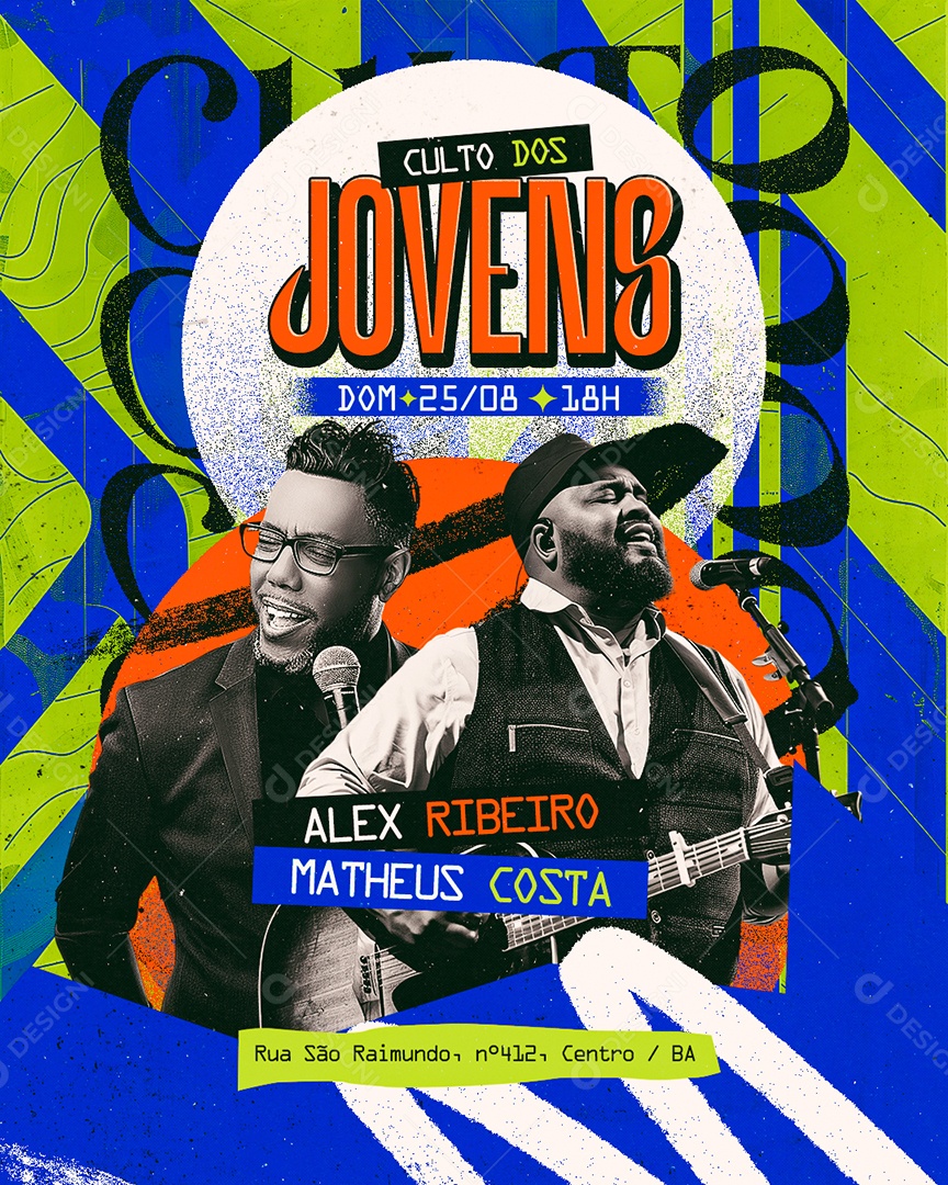 Gospel Culto dos Jovens Social Media PSD Editável