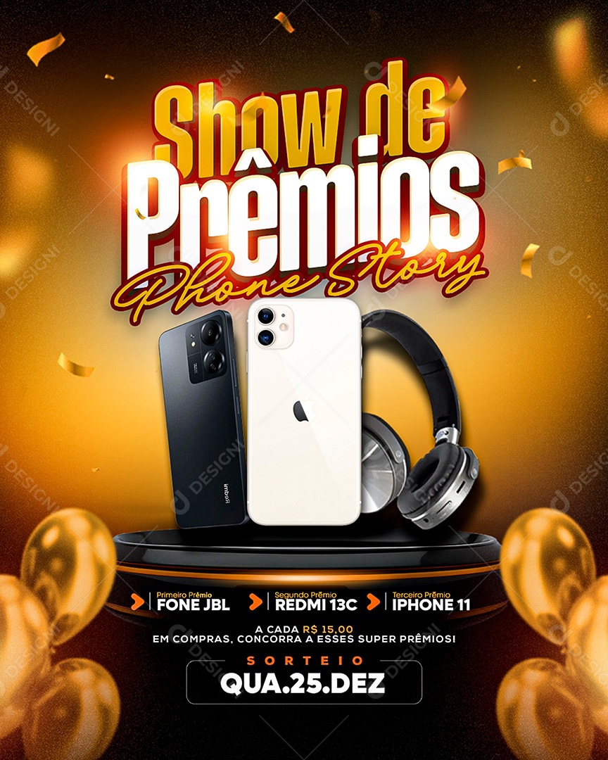 Super Show de Prêmios Sorteio Social Media PSD Editável