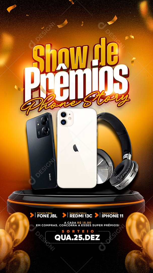 Story Super Show de Prêmios Sorteio Social Media PSD Editável
