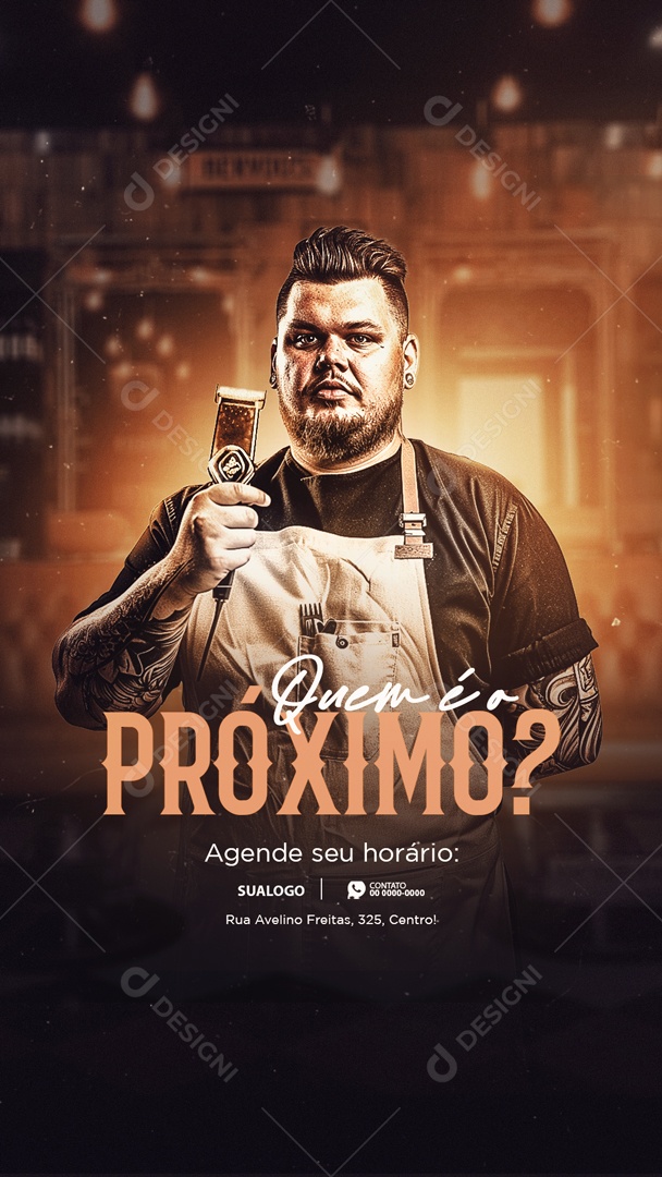 Quem é o Próximo Agende seu Horário Social Media PSD Editável