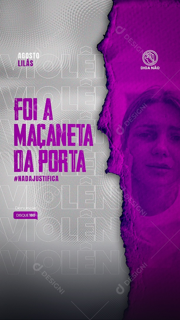 Story Agosto Lilás Foi a Maçaneta da Porta Social Media PSD Editável