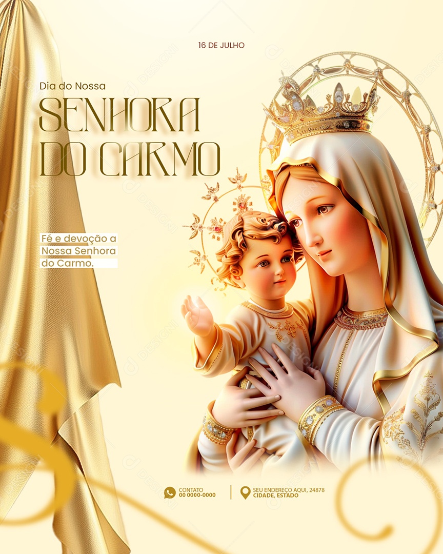 Dia de Nossa Senhora do Carmo 16 de Julho Fé e Devoção Social Media PSD Editável