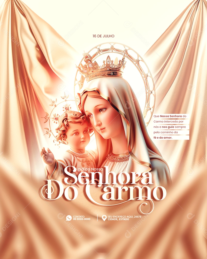 Dia de Nossa Senhora do Carmo 16 de Julho Interceda por Nós Social Media PSD Editável