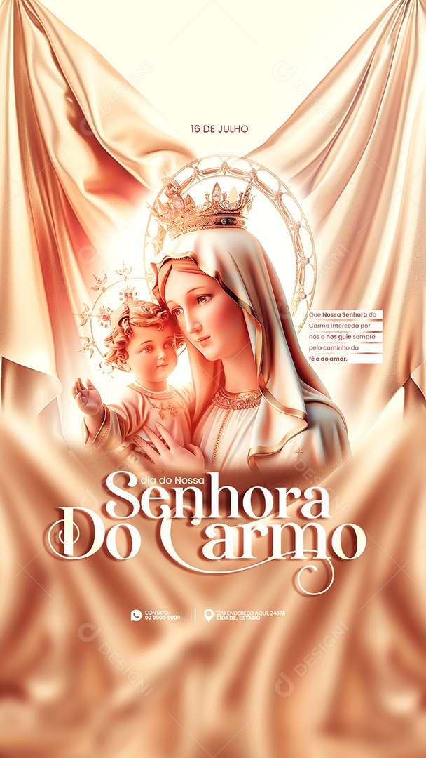 Story Dia de Nossa Senhora do Carmo 16 de Julho Interceda por Nós Social Media PSD Editável