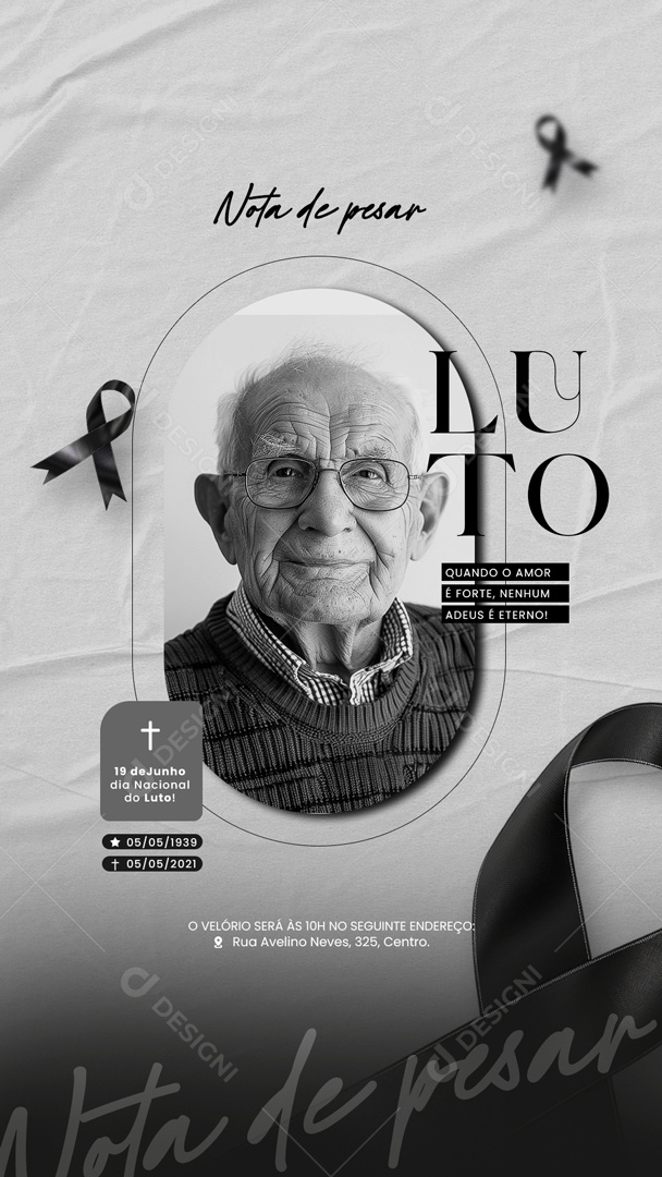 Story Nota de Pesar Luto Social Media PSD Editável