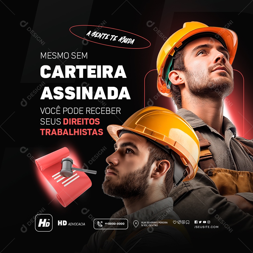 Advocacia Mesmo Sem Carteira Assinada Social Media PSD Editável