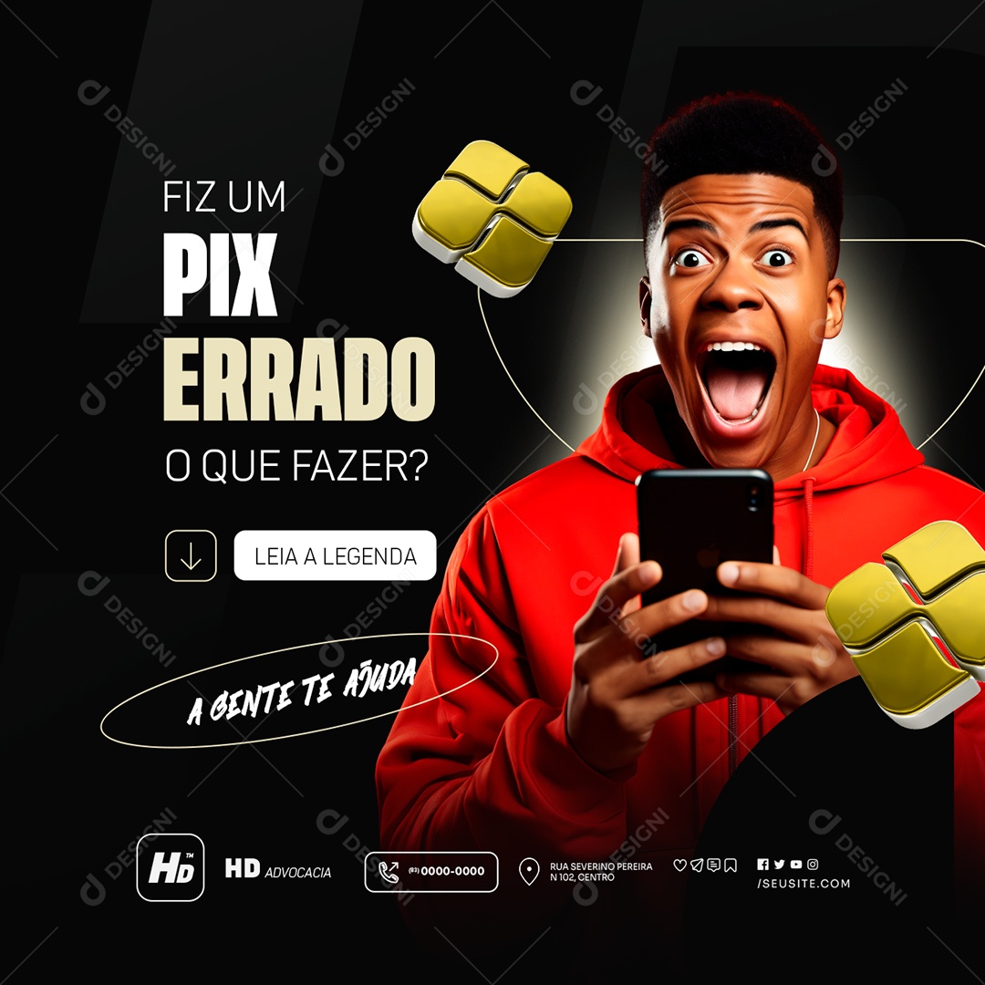 Advocacia Fiz um Pix Errado Social Media PSD Editável