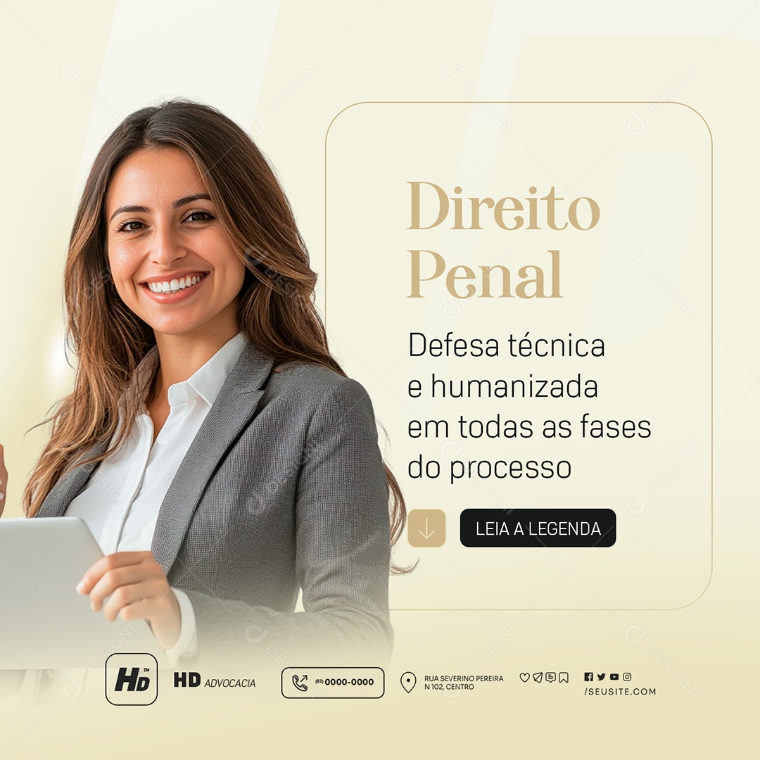 Advocacia Direito Penal Social Media PSD Editável