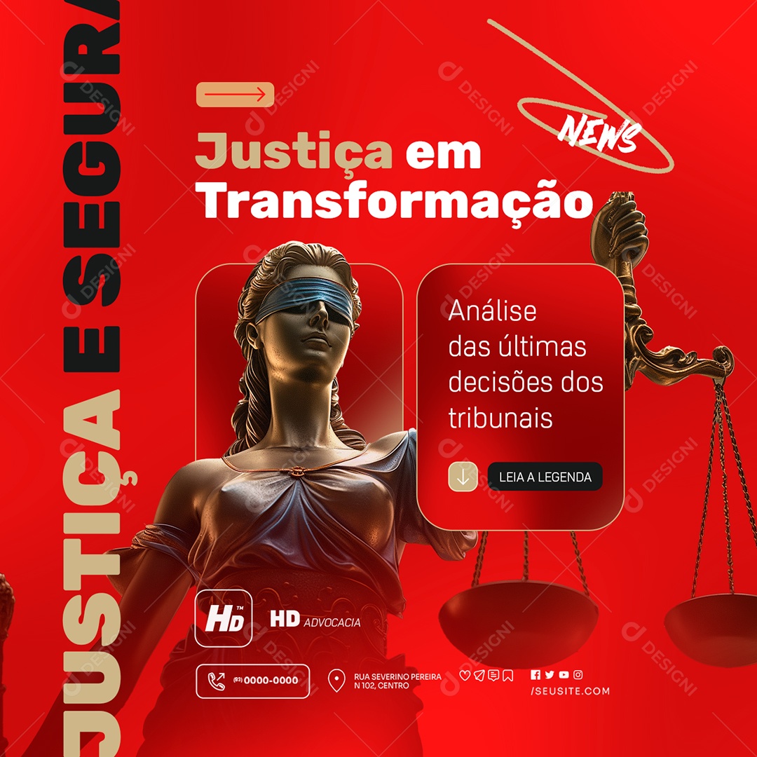 Advocacia Justiça em Transformação Social Media PSD Editável