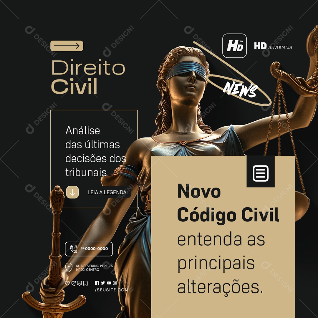 Advocacia Novo Código Civil Social Media PSD Editável