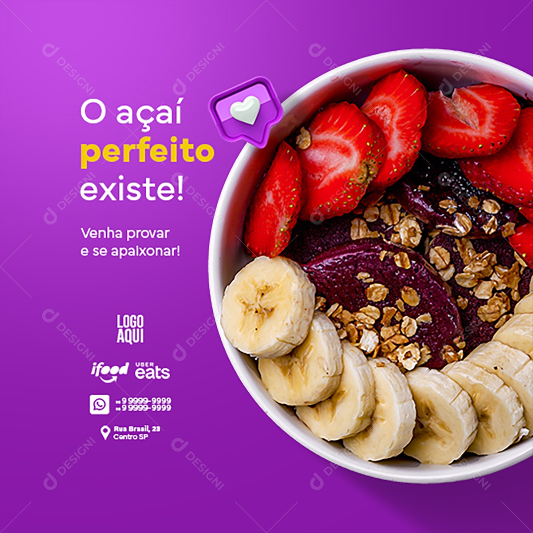Açaí Mais Perfeito Que Existe Social Media PSD Editável