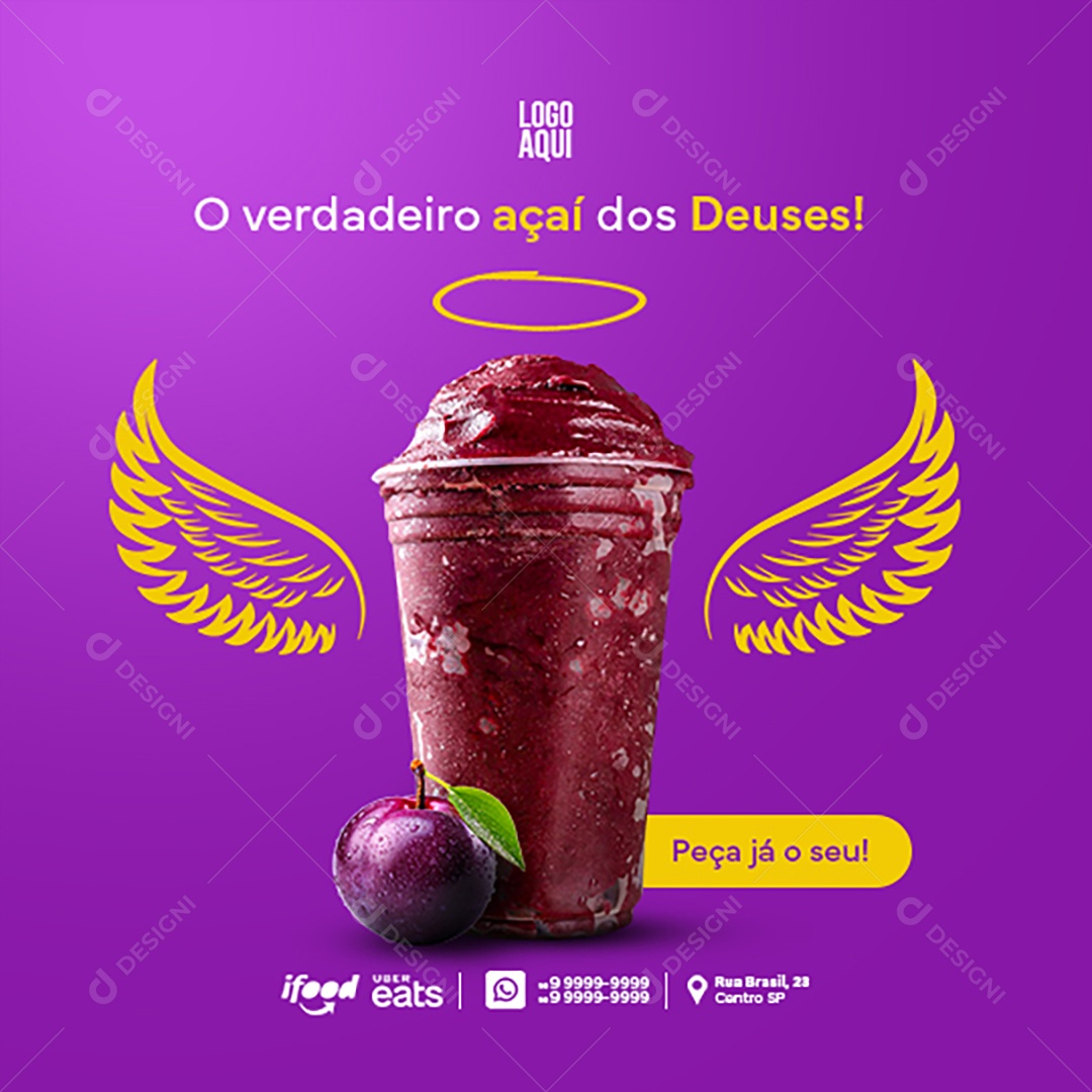 O verdadeiro Açaí dos Deuses Social Media PSD Editável