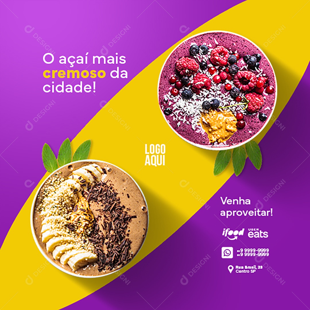 O Açaí Mais Cremoso da Cidade Social Media PSD Editável