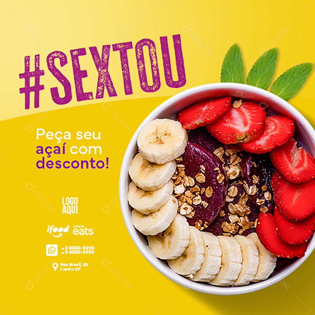 Peça seu Açaí com Desconto Social Media PSD Editável