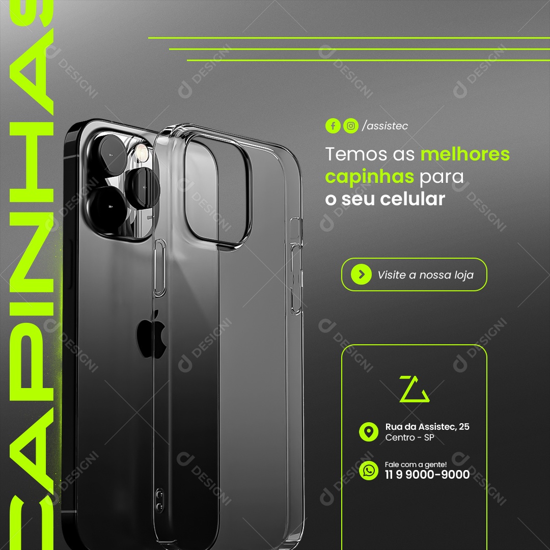 Temos as Melhores Capinha para o seu Celular Social Media PSD Editável