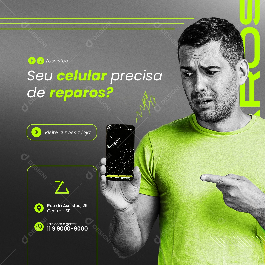 Seu Celular Precisa de Reparos Social Media PSD Editável