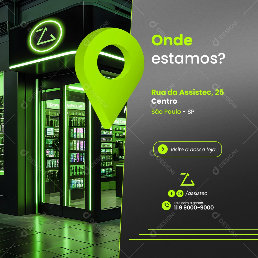 Assistência Técnica Localização de Loja Social Media PSD Editável