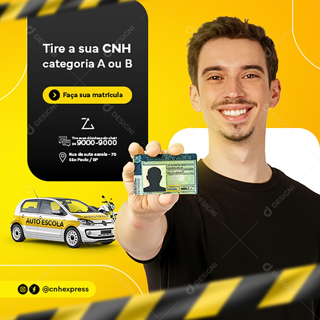 Tire a sua CNH Categoria A e B Social Media PSD Editável