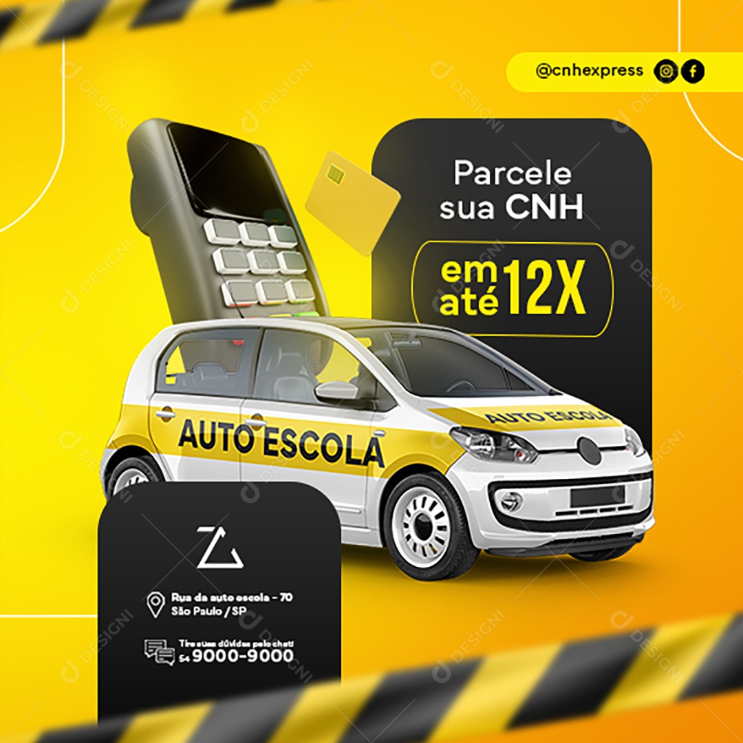 Parcele Sua CNH em Até 12x sem juros Social Media PSD Editável