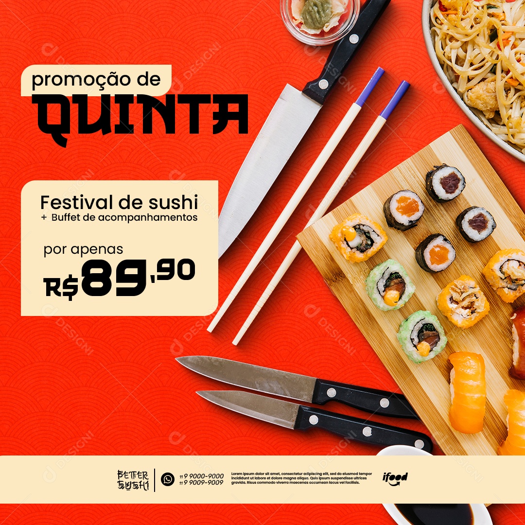 Promoção Quinta do Sushi Social Media PSD Editável