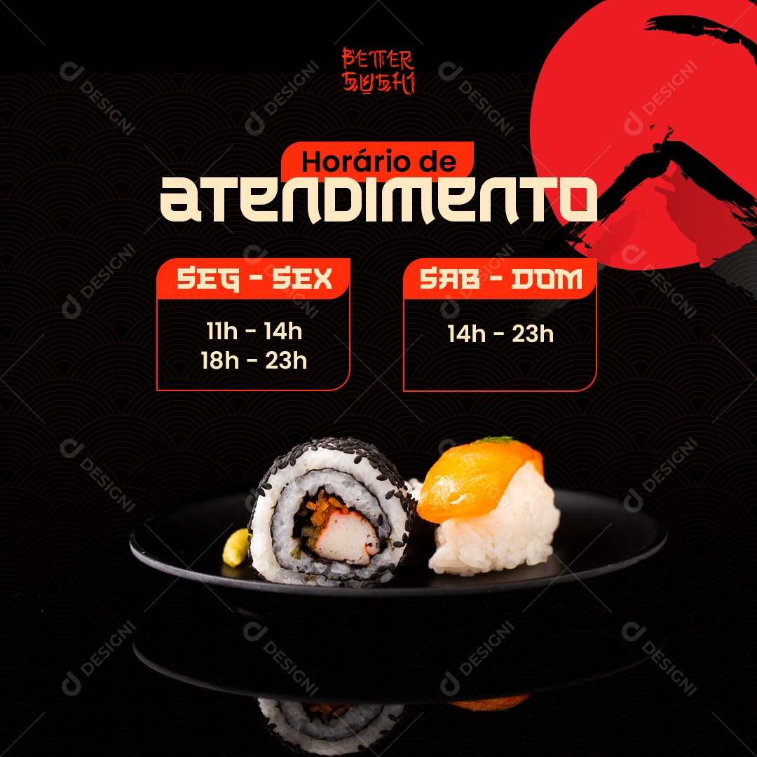 Atendimento Restaurante Japonês Social Media PSD Editável