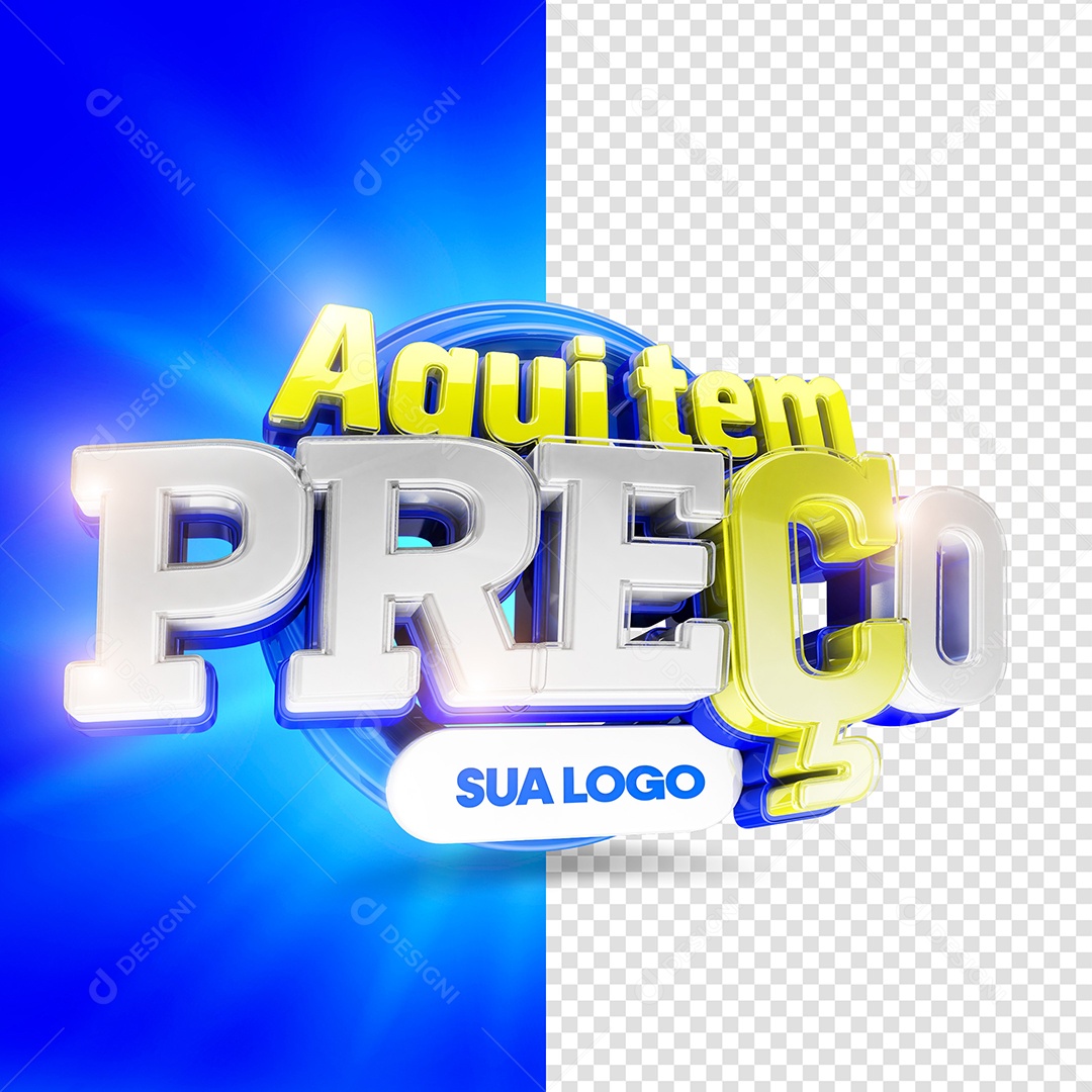 Selo 3D Aqui tem Preço para Composição PSD