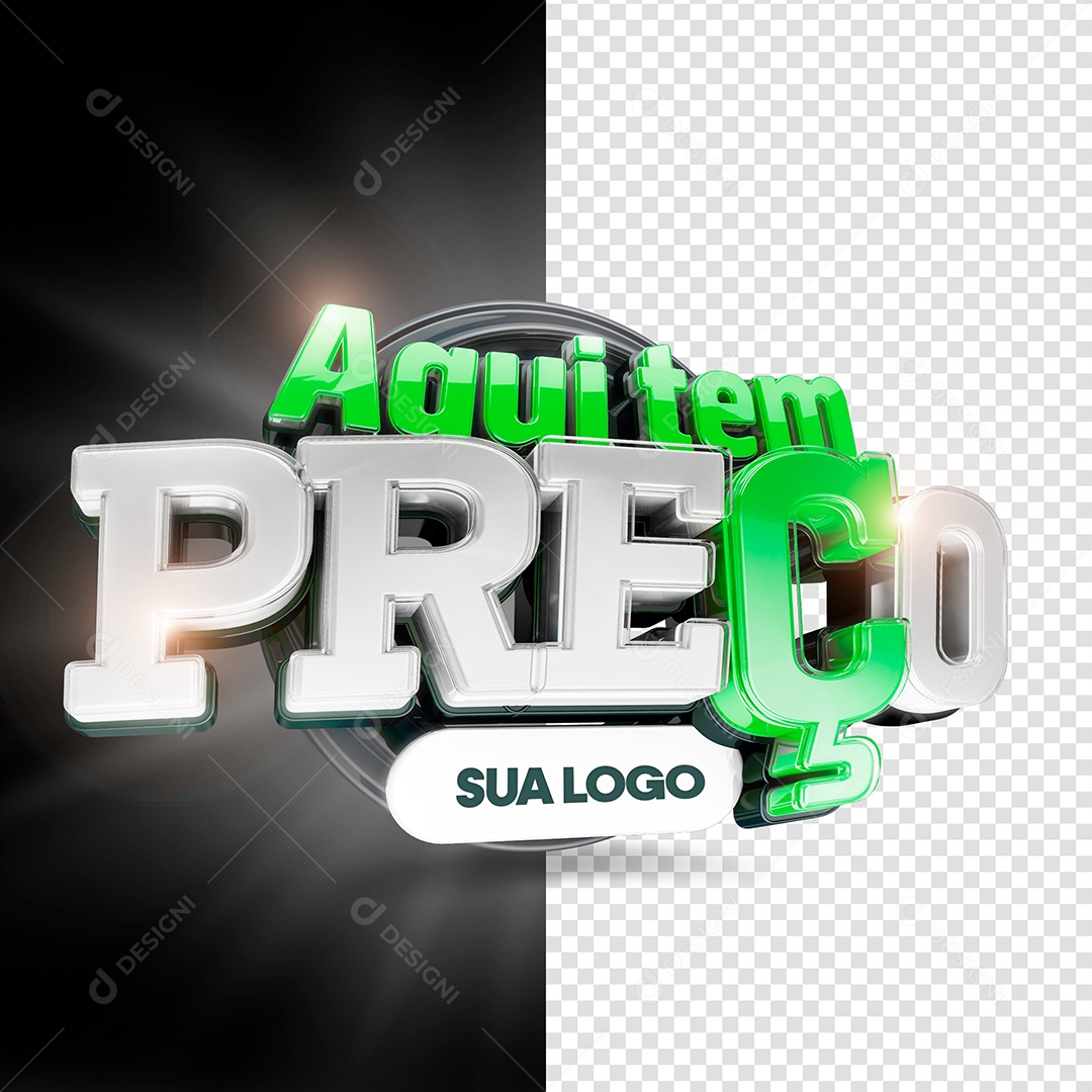 Selo 3D Aqui tem Preço para Composição PSD