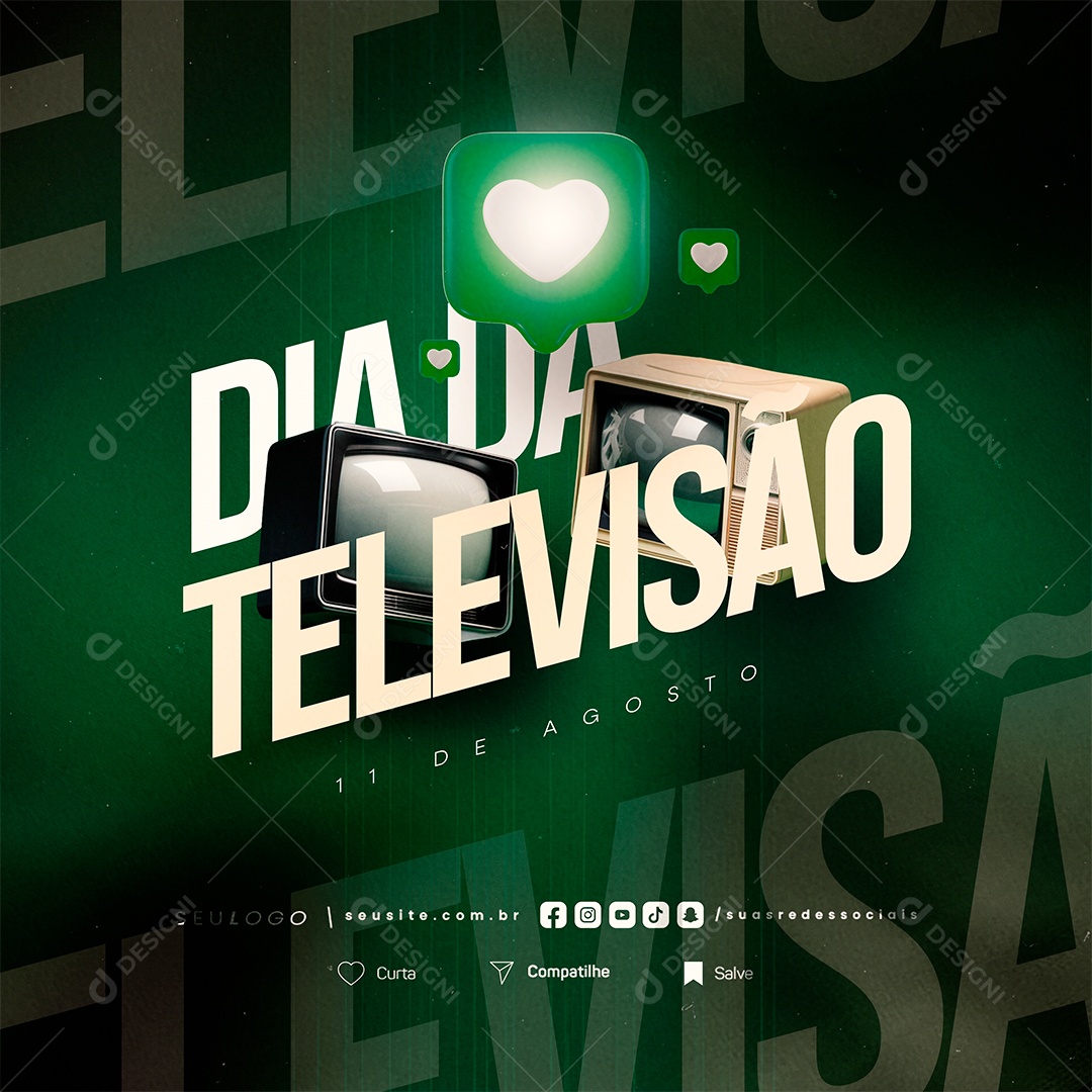 Dia da Televisão 11 de Agosto Social Media PSD Editável