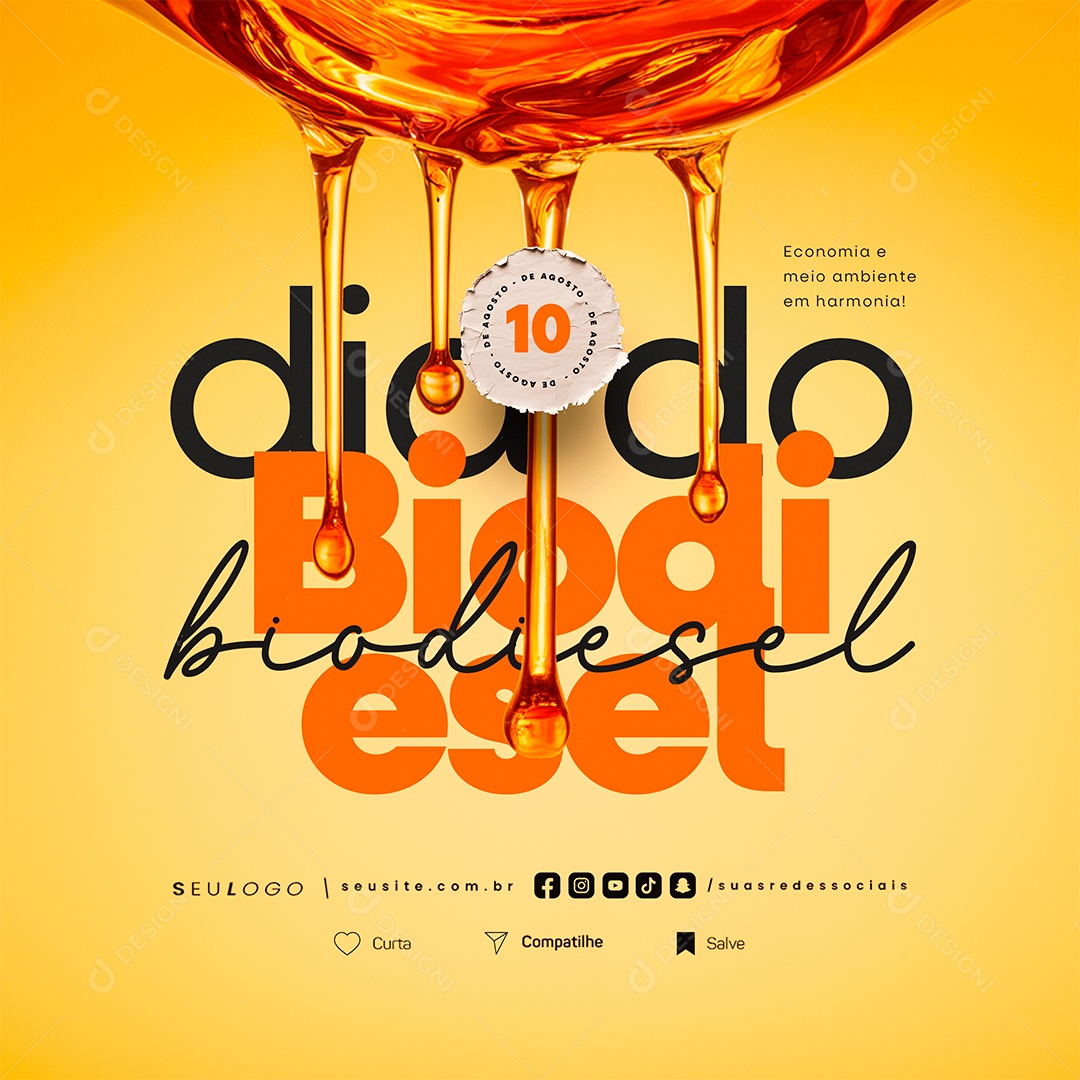 Dia do Biodiesel 10 de Agosto Economia e Meio Ambiente Social Media PSD Editável