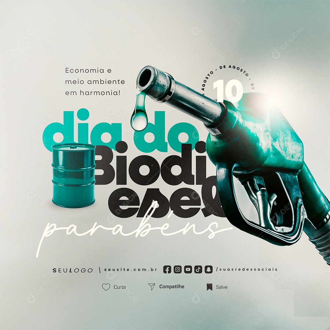 Social Media Dia do Biodiesel 10 de Agosto Parabéns PSD Editável