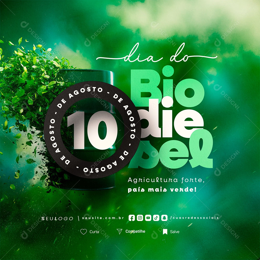 Dia do Biodiesel 10 de Agosto Social Media PSD Editável
