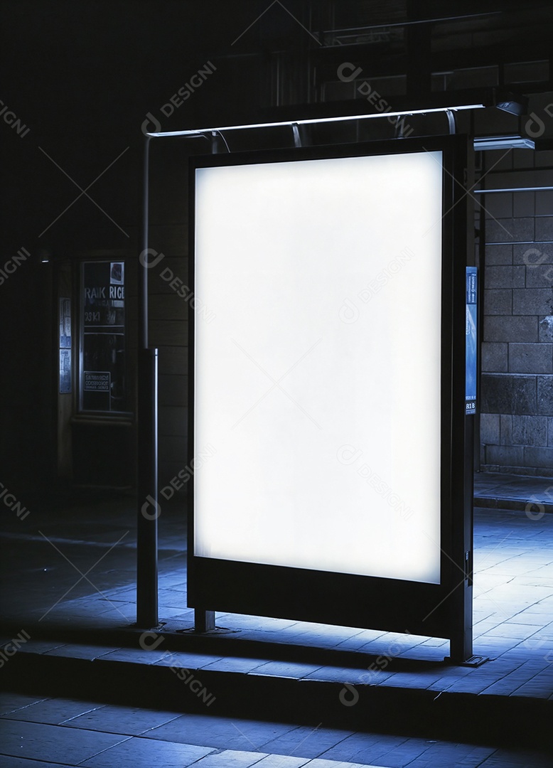 Um grande outdoor publicitário iluminado