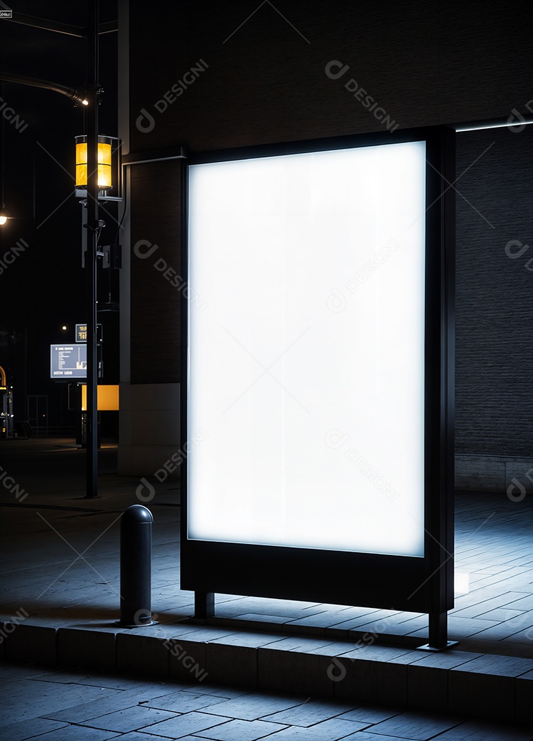 Um grande outdoor publicitário iluminado