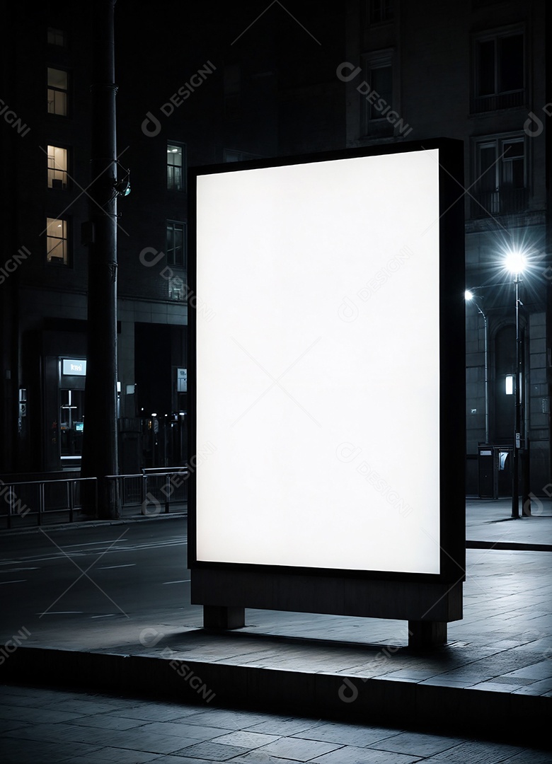 Um grande outdoor publicitário iluminado