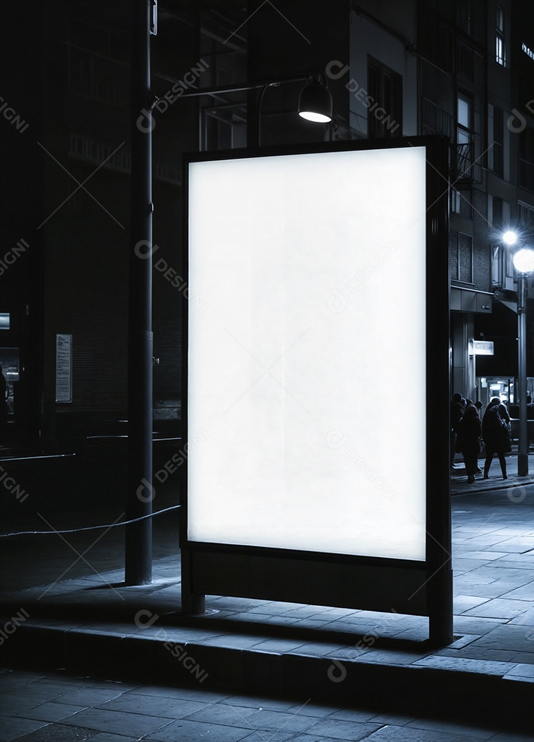 Um grande outdoor publicitário iluminado