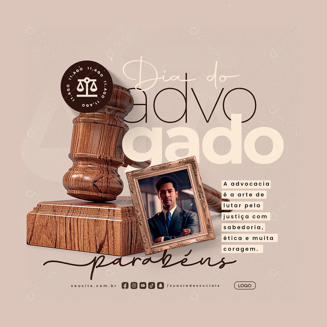 Social Media Dia do Advogado 11 de Agosto Parabéns PSD Editável