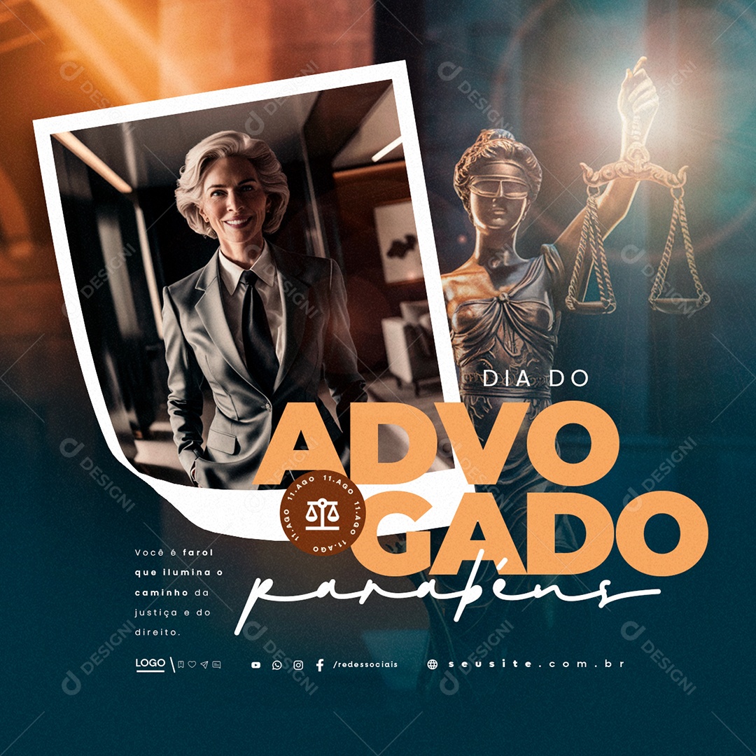 Dia do Advogado 11 de Agosto Parabéns Social Media PSD Editável
