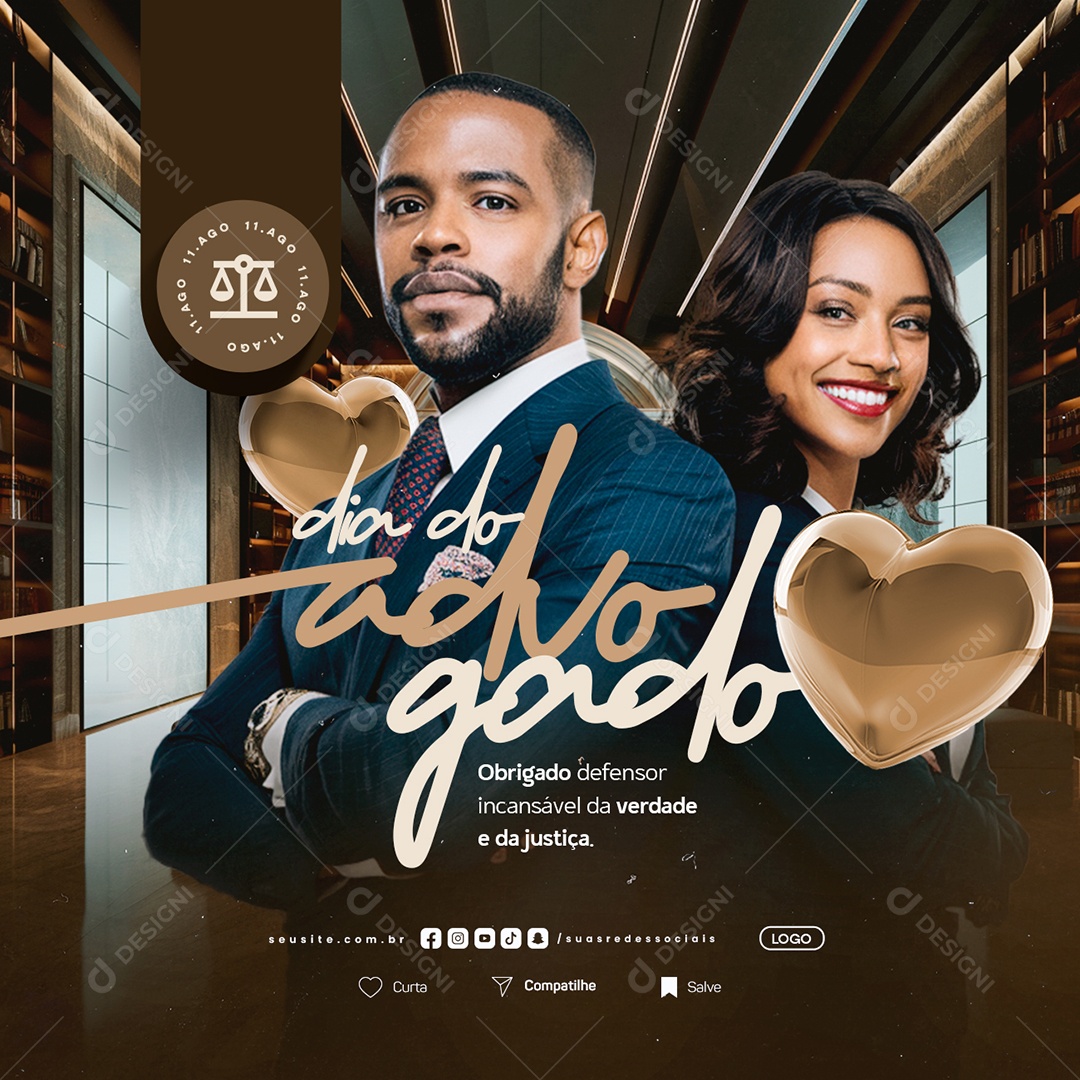 Dia do Advogado 11 de Agosto Obrigado Defensor Social Media PSD Editável
