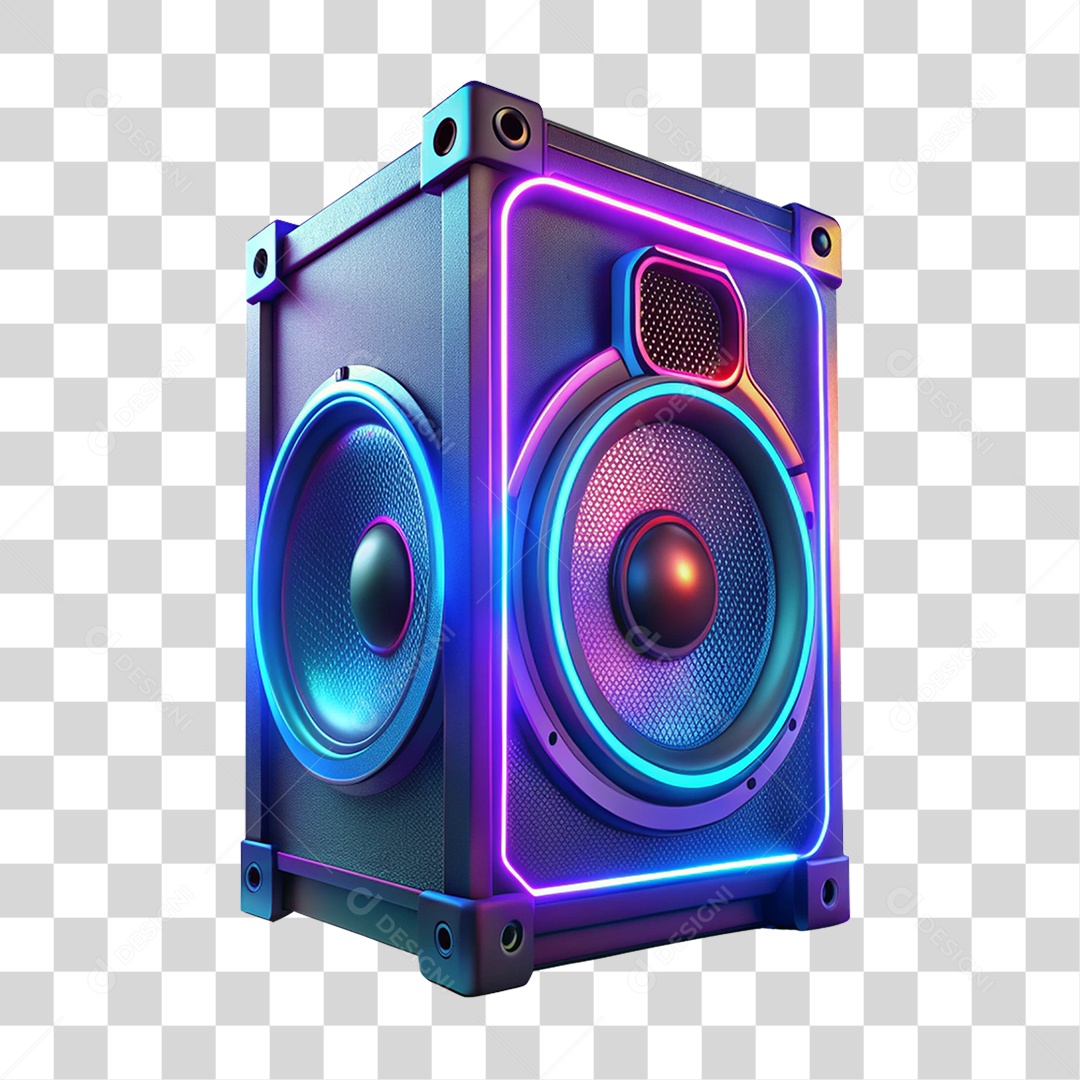 Caixa de Som Led Neon PNG Transparente