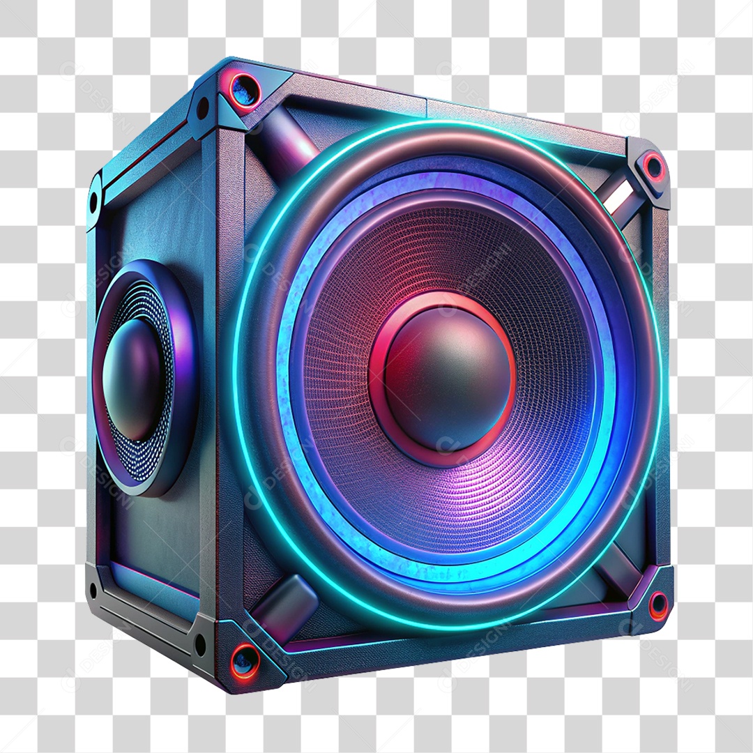 Caixa de Som Led Neon PNG Transparente