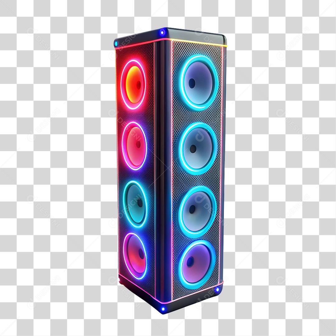 Caixa de Som Led Neon PNG Transparente